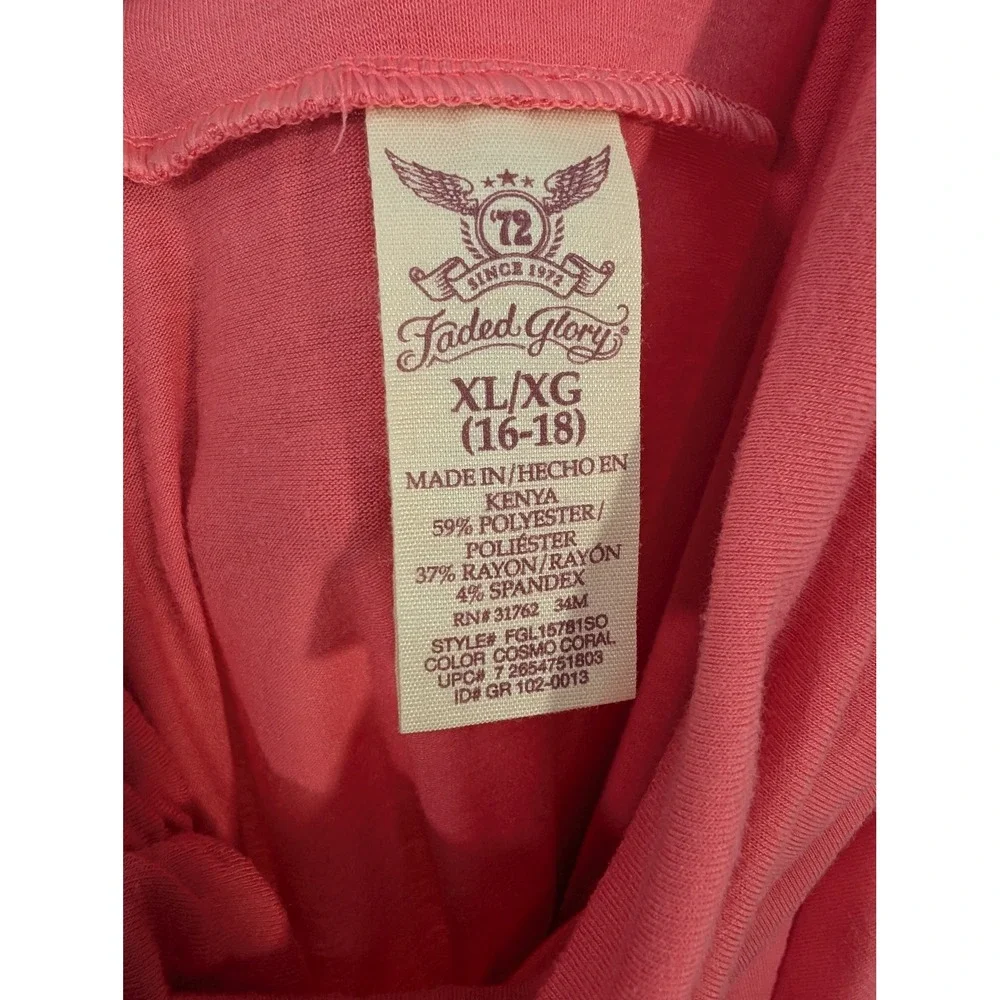 Faded Glory‎ Womens XL 16-18 Cosmo Coral Jersey Knit Maxi Skirt FGL15781SO